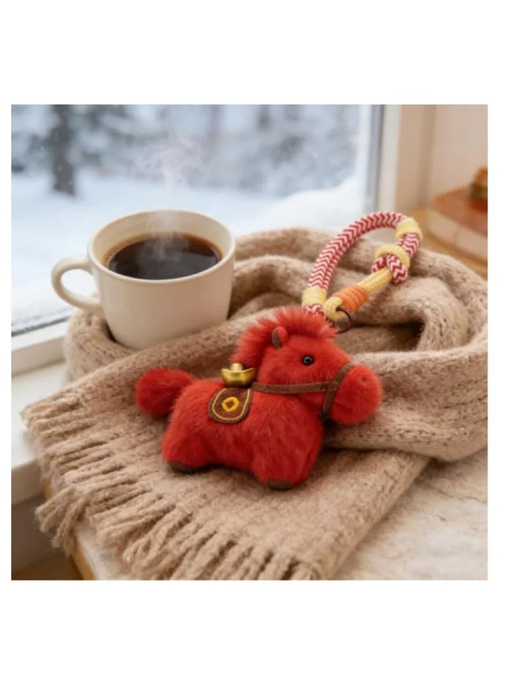 Kawaii Horse Bag Charm Plush Keychain for Purses Backpacks Chinese Zodiac New